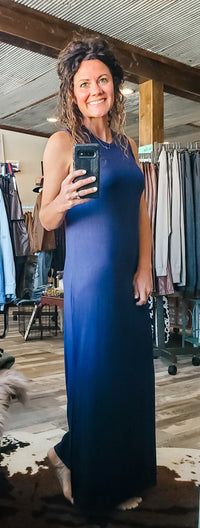 Navy Sleeveless Maxi Dress